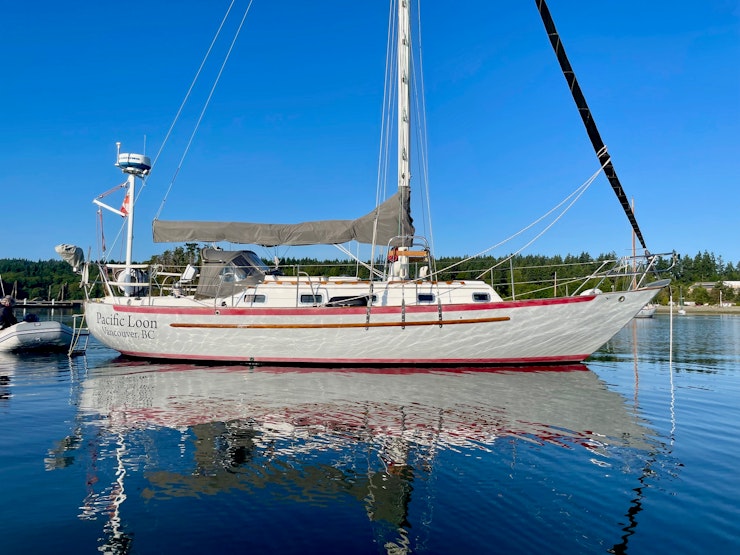 S/V Pacific Loon at anchor in Port Townsend Bay.